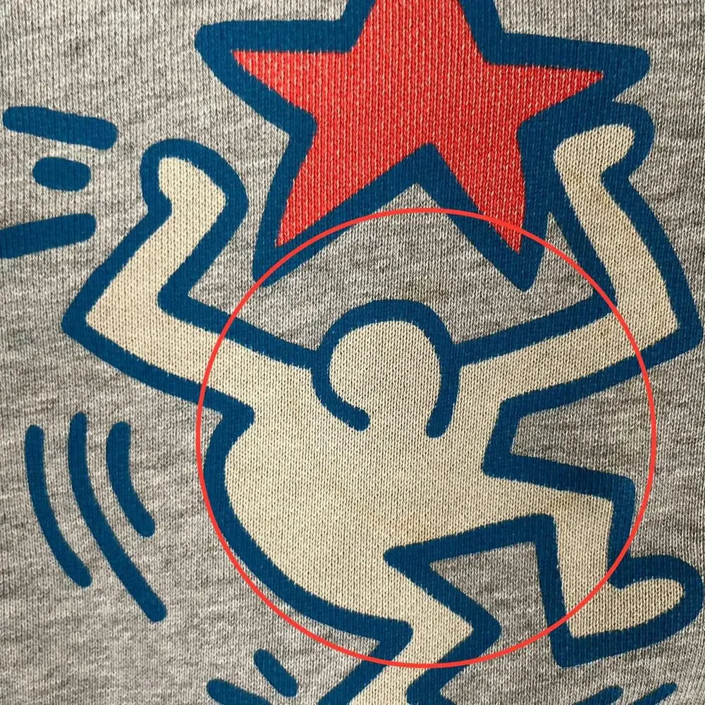 K. Haring Hoodie Mens Large Gray New York Star Graphic SPRZ NY Pullover Retro